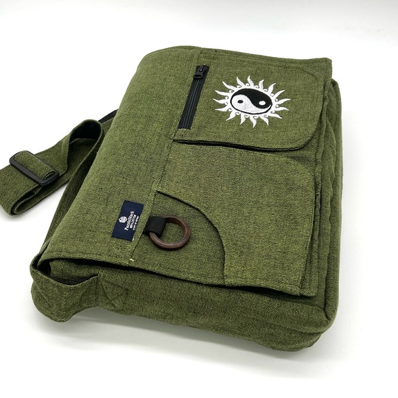 Yin Yang Embroidered Laptop Messenger Bag - Picture 3 of 15